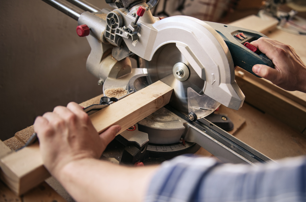 Mitre saw in use