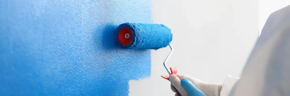 blue paint on white wall
