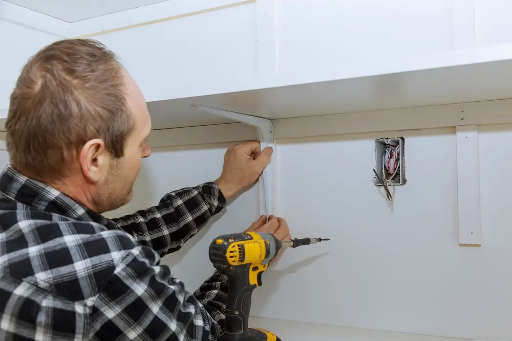 wooden shelf installing