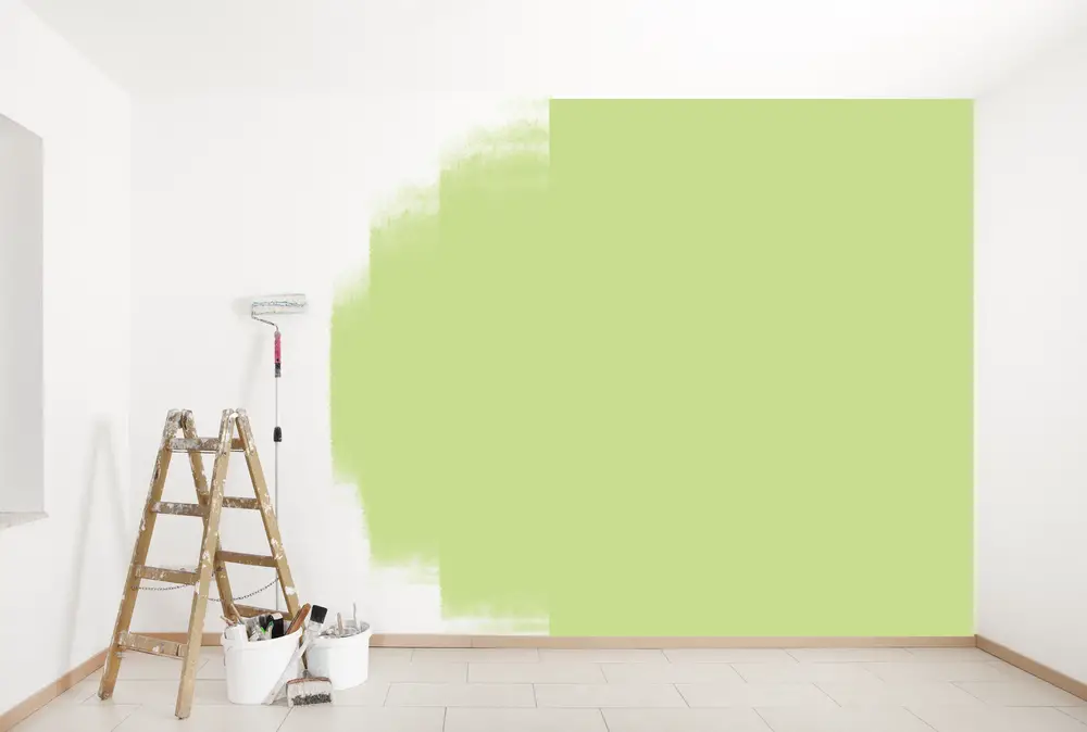 white to green paint